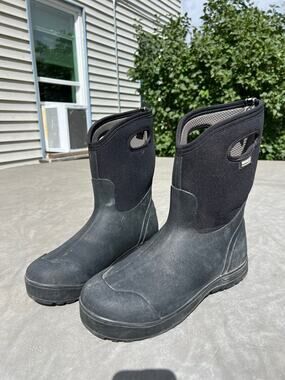 Bogs Men’s 13  Bozeman insulated waterproof rain winter work boots black mid